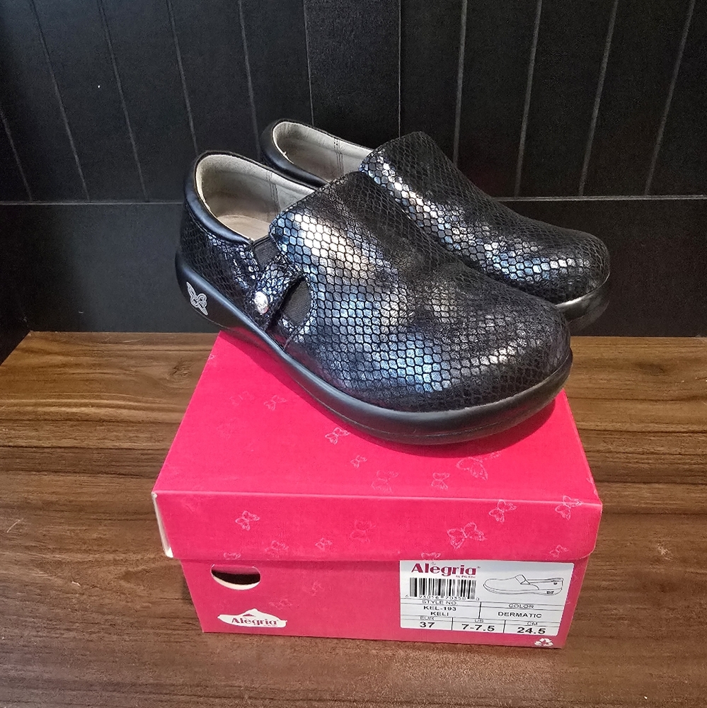 Alegria Womens Black Slip-On Shoes